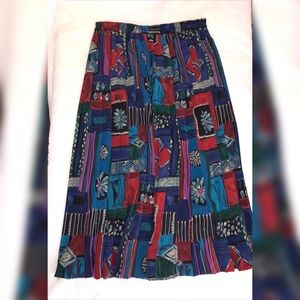 Vintage Multi Color Pleated Floral Skirt sz 12